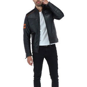 Chaqueta de motorista de cuero Premium en negro clásico y tostado: elegante diseño de Kingston para hombres, prendas de vestir exteriores de motocicleta de alta calidad - Product Image 2