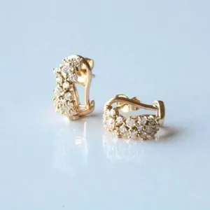 Tishya Diamond 925 Silver 1.20Ct Round Cut Moissanite Earrings Women's Minimalist <b>Hoop</b> for Party Anniversary Engagement or Gift - Product Image 4