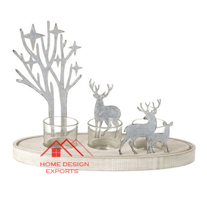 Holder Latest <b>Christmas</b> and Easter Decor <b>Reindeer</b> Aluminium Wood Candle Holder Premium Design Nickel Finished Shape Candle - Product Image 6
