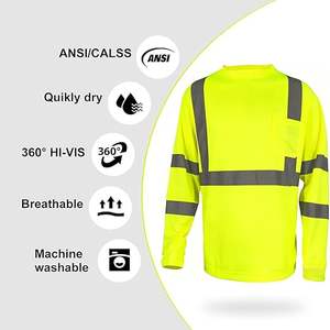 Camisas de Manga Larga de Alta Visibilidad para Hombre, Camisas de Trabajo Reflectantes con Bolsillo Delantero - Product Image 4