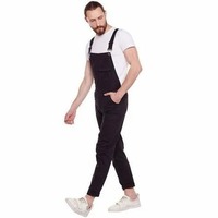 Dungaree Pria Berkualitas Tinggi Model Regular Fit, Jumpsuit Denim Satu Potong, Solid, Bernapas, Tahan Air, 100% Katun