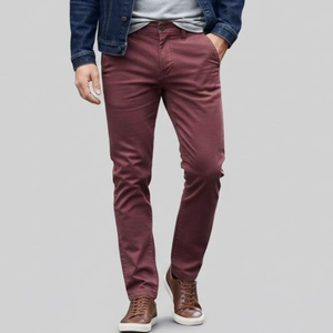 Pantalones Chinos Casuales de Alta Calidad para Hombre, Corte Regular, Diseño Recto, Tela de Algodón y Elastano, Antiarrugas, Cintura Alta, Orientado a la Exportación - Product Image 1