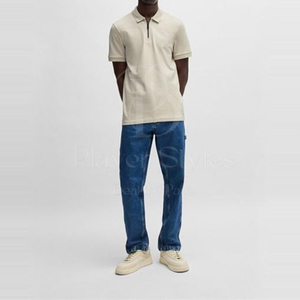 เสื้อโปโลผ้าฝ้ายแบบแห้งพอดีตัวพิมพ์ลายโลโก้สีทึบปกใบมีดแบบคลาสสิกย้อมสีล้วนแบบถัก - Product Image 5