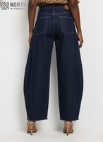 Pantalones Vaqueros de Mezclilla para Mujer, Diseño Personalizado, Transpirables, Corte de Barril Ajustado, Moda de Invierno