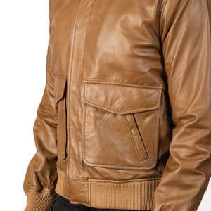 Customize Manufacturing Leather <b>Jacket</b> Stand Collar Men Zipup Leather <b>Jacket</b> Bomber Style For Men - Product Image 4