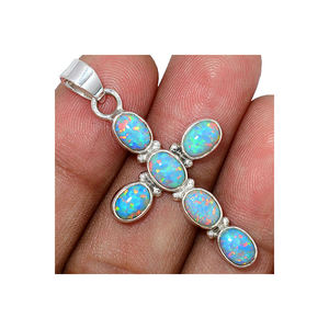 Pendentif Unique en opale en argent massif 925 avec pierres précieuses naturelles, bijoux faits à la main à vendre - Product Image 3