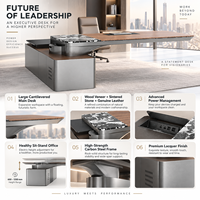 Bureau de direction cantilever de luxe avec gestion intelligente de l'alimentation et conception de bureau assis-debout pour espace de travail de PDG