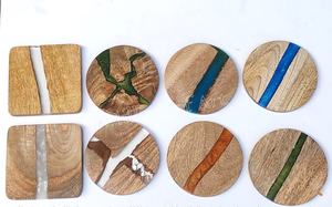 Classic Epoxy Resin Square Wood Coaster Place Mat with Customized Logo Eco-Friendly for Kitchen Beer and Wine Decorative Pad - Product Image 6