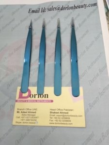 Pince à cils Plasma bleue professionnelle pince à cils en acier inoxydable pince à épiler pointue semi incurvée pour l'extension des cils - Product Image 3