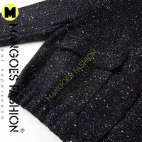 Veste matelassée brodée pour femme avec poches, ourlet extensible, nouvelle collection chic pour l'hiver, couleur noire, respirante, en toile de coton avec doublure en soie