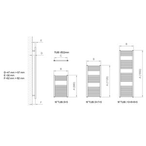 Scaldasalviette da bagno con radiatore in acciaio cromato con 31 tubi misura H1650xl450xi400 1 pezzo - Product Image 3