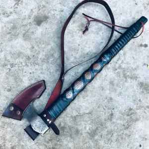 Hacha de Batalla Ragnar de Grado Industrial, Herramienta de Caza y Campamento, Construcción de Acero de Damasco y Madera - Product Image 5