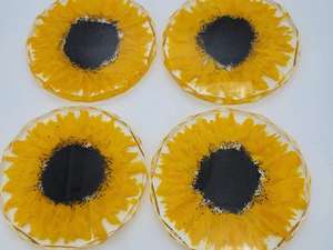 Sous-verres en résine de conception unique couleur de fleur jaune pour le bureau pour la prévention des rayures pour les sous-verres en cristal de maison et de bureau en pierre - Product Image 6