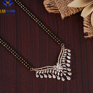 5.108 TDW Diamant rond, poire et marquise en or jaune Mangalsutra par Labstone/Mangalsutra féminin/couleur EF-VS - Product Image 4