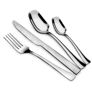 Juego de Cubiertos de Lujo Reutilizables con Diseño de Moda, Elegantes, Planos, de Mango Largo, Plateados, con Logotipo Pulido Tipo Espejo, en Oferta - Product Image 3