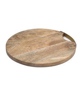 Natural <b>Wood</b> Round Shape Chopping <b>Block</b> with Metal Handle for Food Usage Supplied by Indian Manufacturer - Product Image 4