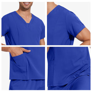 Conjuntos de uniformes médicos de talla grande europeo de alta calidad, uniformes de enfermería elásticos, uniforme de enfermera con cuello en V para hombres - Product Image 4