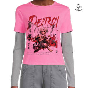 Camisetas de mujer de manga larga con cuello redondo y talla personalizada, nuevas camisetas de doble capa a la moda a la venta - Product Image 1