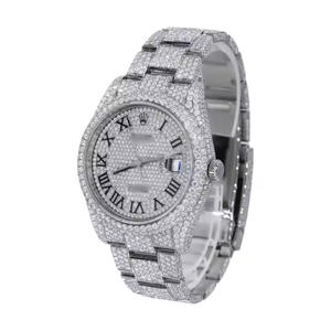 Crystal Vortex Signature <b>Mens</b> <b>Stainless</b> <b>Steel</b> Moissanite Diamond Quartz Watch Hand Set Stones Glass Dial Fashion Power Styling - Product Image 6
