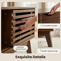Table basse de rangement à plateau relevable, table de travail avec porte coulissante à lattes pour salon et bureau à domicile