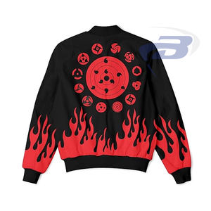 Chaqueta Bomber con Estampado de Anime para Hombre, Cuello Redondo, Forro Polar, Resistente al Viento, Reversible, Cierre de Cremallera, Ropa Urbana de Invierno - Product Image 2