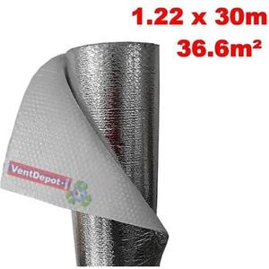 Rouleau d'isolation en aluminium à bulles, MXBLG-006, 1,22x30m, 3mm, -51 à 82°C, Métallisé 0,1mm, Micro cellules 3mm, Métallisé 0,1mm - Product Image 2