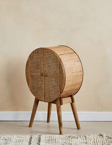 Mueble de Almacenamiento para Sala de Estar, Tejido a Mano con Mimbre, Color Natural, Tamaño Mediano, Forma Redonda - Product Image 3