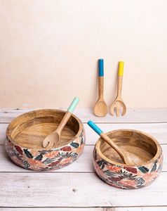 ชุดชามสลัดที่สง่างามชามไม้มะม่วงขนาดใหญ่พร้อมที่คีบสลัดพาสต้าผลไม้ที่เข้ากันเซิร์ฟเวอร์สลัด - Product Image 6