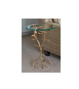 Table basse élégante en aluminium de conception florale avec le dessus en verre approprié aux intérieurs de salon et aux buts décoratifs - Product Image 6
