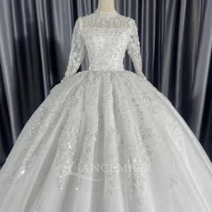 Abito <span class=keywords><strong>da</strong></span> Sposa Modesto Jancember CM30, Vestito Nuziale in Pizzo con Collo Alto, Abito <span class=keywords><strong>da</strong></span> Ballo, Vestido De Novia a Maniche Lunghe per <span class=keywords><strong>Cerimonia</strong></span> in Cattedrale - Product Image 4