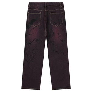 Pantalones de Moda Personalizados de Alta Calidad con Estilo Urbano, Lavado Oscuro, Diseño Liso Teñido, Jeans Holgados Desgastados para Hombre - Product Image 2