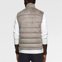 Haute qualité personnalisé hommes support coquille souple daim gilet automne hiver sans manches tissé bouffée impression teint plaine gilet avant vierge