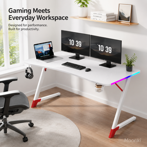 Bureau de jeu électrique RGB en fibre de carbone avec réglage en hauteur, bureau d'ordinateur de jeu motorisé pour salles d'e-sport - Product Image 4