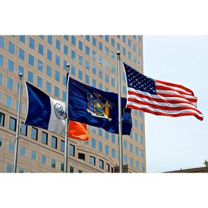 TOPFLAGS Drapeau de l'État de New York 3x5, robuste, brodé, pour extérieur, avec 2 œillets en laiton et rayures cousues - Product Image 1