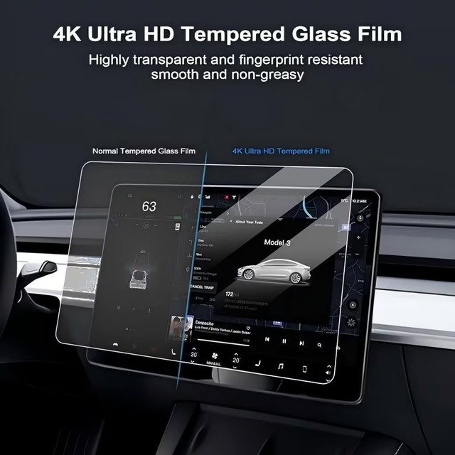 Tempered Glass Screen Protector for Tesla Model 3/Y/S/X-9H Hardness 2.5D Grade AAA HD Clear Anti-Glare