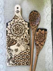 Offre Spéciale Original déco fonctionnel classique Modeurs gothique pyrographique plateau en bois spatule fonctionnel ustensiles de cuisine ensembles d'outils de cuisson - Product Image 4