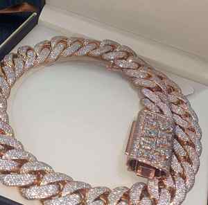 22mm VVS1 Lab Grown Round Brilliant Cut Ice Cuban Link <b>Necklace</b> 925 Silver Plated Vintage Style Gift for Him Diamond - Product Image 4