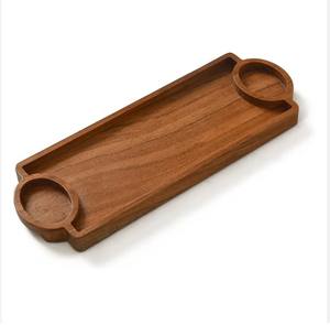 Plateau de service en bois de forme triangulaire Assiette alimentaire Plateaux décoratifs en bois Plat à salade Bois de mangue Assiette à dîner irrégulière - Product Image 6