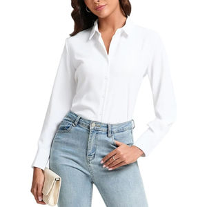 Chemisiers de bureau professionnels classiques pour femmes, tissu sergé, anti-froissement, vêtements de travail pour toutes les saisons - Product Image 1