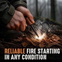 Allume-feu en magnésium à manche en bois - Allumeur en ferrocerium haute performance avec cordon en paracorde pour la survie et le bushcraft