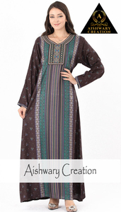 Vestido midi de algodón con estampado étnico tradicional para mujer, cuello bordado, corte suave y relajado, ropa informal para el hogar, ropa de dormir - Product Image 3