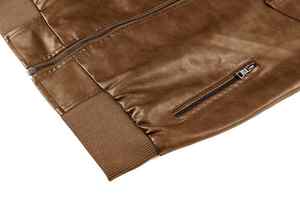 Custom Designed Men's Genuine <b>Suede</b> Leather <b>Jacket</b> High Street Style with Stand Collar Zipper Pocket Washed Canvas for Winter - Product Image 4