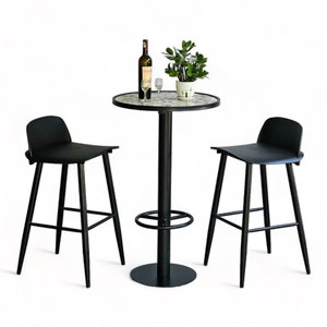 Contemporary Design Combo Set 60cm Round <b>Bar</b> <b>Table</b> <b>and</b> 2 Iron-Legged <b>Bar</b> <b>Stools</b> Model CBCF301 - Product Image 1
