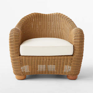 Fauteuil contemporain en rotin naturel tissé à la main coussin confortable intérieur extérieur pour meubles de maison appartements salons - Product Image 2