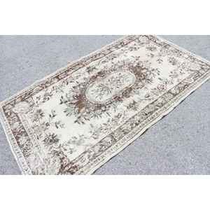 Alfombra Turca de 4x7 pies, Alfombra Vintage, Alfombra Floral Marrón - Product Image 2