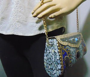 โบราณ Mop Mosaic CLUTCH purse กระเป๋าคลัทช์กระเป๋าหินโมเสคกระเป๋าถือคลัทช์2023ราตรีหรูหรา - Product Image 5