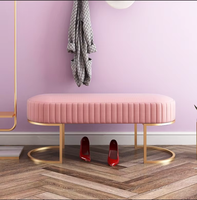 Tabouret ottoman en velours Design classique luxueux haut de gamme banc long pieds en métal pour chambre canapé-lit Style moderne le plus demandé