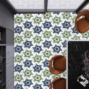 SP GREEN-30736จับคู่หนังสือพื้นกระเบื้องเซรามิก40x40ซม. เคลือบเงามันวาวขัดเงาแบบดั้งเดิมมองด้านในเป็นสีทองเทา - Product Image 5