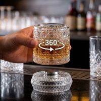 Verre à whisky rotatif de luxe avec base en cristal, gobelet tournant à 5 textures, verre robuste de 280 ml pour bar à domicile
