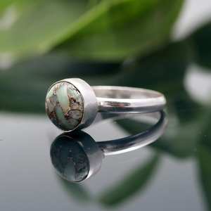 Anillo turquesa de amazonita de cobre, Plata de Ley 925, 10x10mm, piedras preciosas, diseño sencillo, incrustaciones de diamantes, ónix de rodio para bodas - Product Image 2